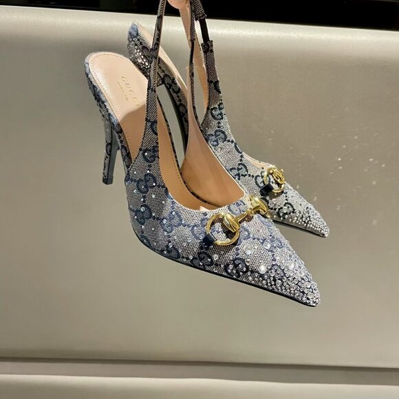 Gucci Women's Black Suede Peep-Toe Heels - Picture 6 of 9